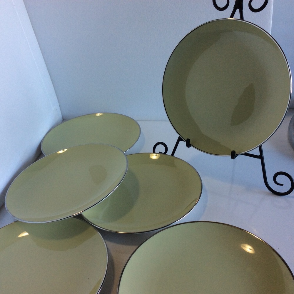 Franciscan China Spruce Platinum Trim Bread Butter Plate Set of 6 Vintage MCM